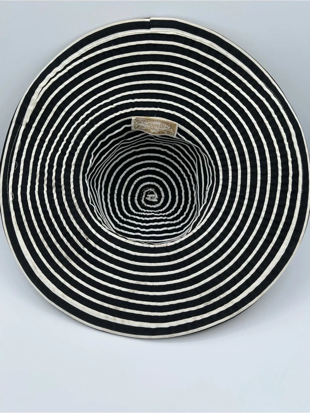 Capelli of New York Black and White Striped Wide Brim Sun Hat